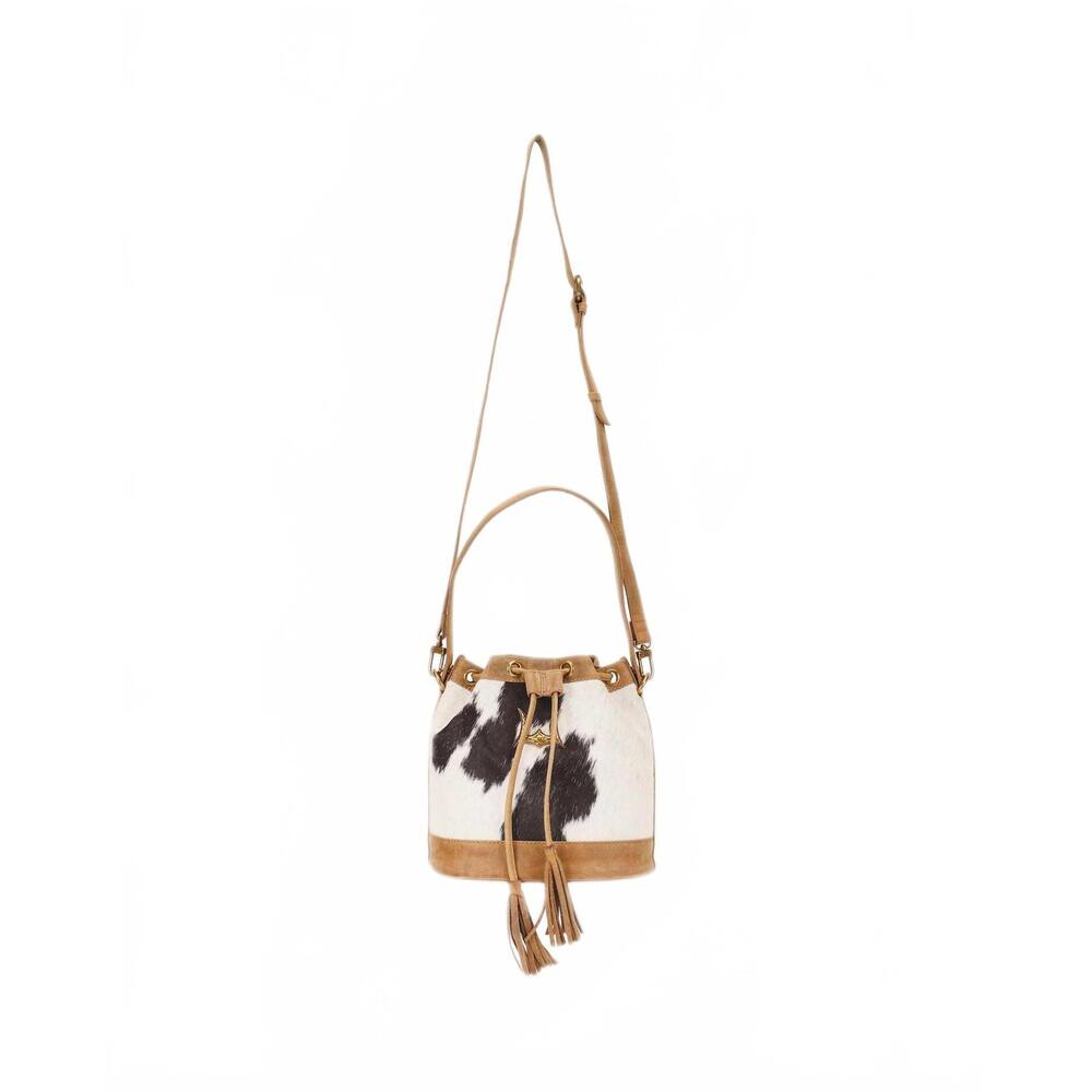 NEW LOYAL WEST women's bucket bag in gold/ white